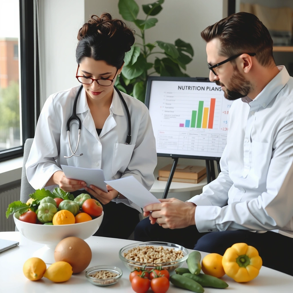 Fresh healthy foods and nutrition consultation